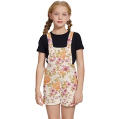 Peony Flower Pattern Background Kids  Short Overalls