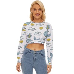 Whale Cartoon Whale Seamless Cartoon Character Animals Leaf Lightweight Long Sleeve Sweatshirt