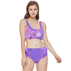 Colorful Labstract Wallpaper Theme Frilly Bikini Set