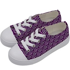 Violet White Pattern Kids  Low Top Canvas Sneakers by ytdream