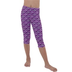 Violet White Pattern Kids  Lightweight Velour Capri Leggings  by ytdream