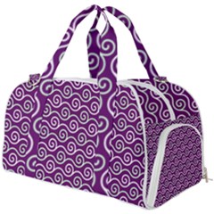 Violet White Pattern Burner Gym Duffle Bag by ytdream