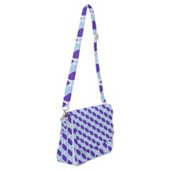 White Blue Pattern Shoulder Bag With Back Zipper by ytdream