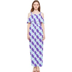 White Blue Pattern Draped Sleeveless Chiffon Jumpsuit by ytdream