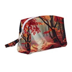 Forest Path Red Nature Wristlet Pouch Bag (medium)