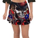 Confederate Flag Usa America United States Csa Civil War Rebel Dixie Military Poster Skull Fishtail Mini Chiffon Skirt View1