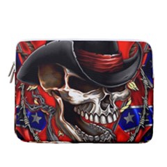 Confederate Flag Usa America United States Csa Civil War Rebel Dixie Military Poster Skull 14  Vertical Laptop Sleeve Case With Pocket by Ket1n9