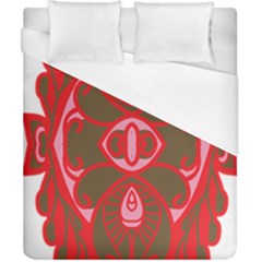 A Red And Brown Design On A White Background Duvet Cover (california King Size)