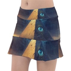 Mystic Blue Pyramid Art Classic Tennis Skirt by ExtraAwesomeSauce