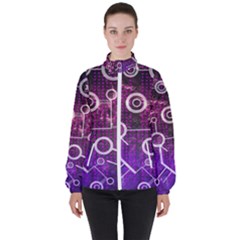 Cosmic Network Geometric Art Women s High Neck Windbreaker by ExtraAwesomeSauce