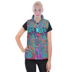 Abstract Tech Galaxy Design Women s Button Up Vest by ExtraAwesomeSauce