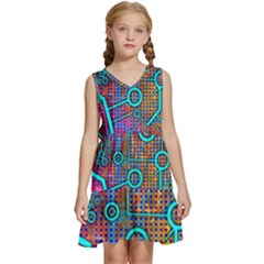 Abstract Tech Galaxy Design Kids  Sleeveless Tiered Mini Dress by ExtraAwesomeSauce