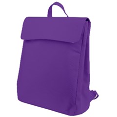 A Purple Background With A White Border Flap Top Backpack