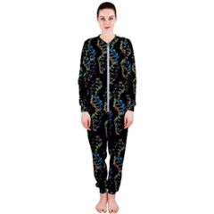 Multicolored Dna Strand Art Onepiece Jumpsuit (ladies) by ExtraAwesomeSauce