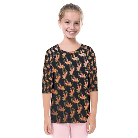 Regal Eagle Pattern Kids  Quarter Sleeve Raglan T-shirt by ExtraAwesomeSauce