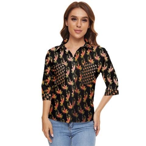 Regal Eagle Pattern Women s Quarter Sleeve Pocket Shirt by ExtraAwesomeSauce