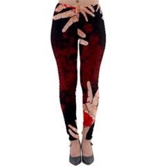 Horror Themed Bloody Hands Lightweight Velour Leggings by ExtraAwesomeSauce