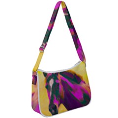 Vibrant Abstract Equine Art Zip Up Shoulder Bag by ExtraAwesomeSauce