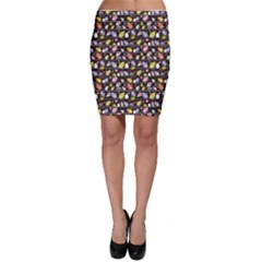 Colorful Pattern Of Colorful Birds On Wires In Night Bodycon Skirt by CoolDesigns