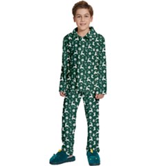 Christmas Green Family Pajamas Kids  Long Sleeve Velvet Pajamas Set by AUDAGraphics