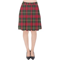 Xmas Checkered Dark Forest Green Velvet High Waist Skirt by CoolDesigns