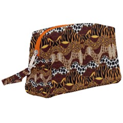 Africa Safari Animal Digital Print Brown Large Wristlet Pouch Bag