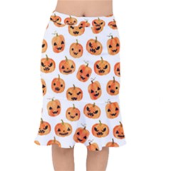 Orange Carved Pumpkins, Adoxali, Halloween Short Mermaid Skirt by kyorashop23