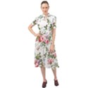 Floral Elements Peony Chinese Rose Keyhole Neckline Chiffon Dress View1