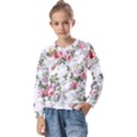 Floral Elements Peony Chinese Rose Kids  Long Sleeve T-Shirt with Frill  View1