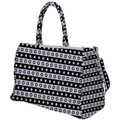 Black And White Circles Pattern Duffel Travel Bag by ytdream