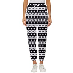 Black And White Circles Pattern Women s Cropped Drawstring Pants by ytdream