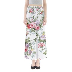 Floral Elements Peony Chinese Rose Full Length Maxi Skirt