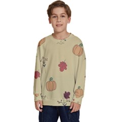 Halloween Fall Pattern Kids  Crewneck Sweatshirt