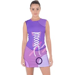 Colorful Labstract Wallpaper Theme Lace Up Front Bodycon Dress