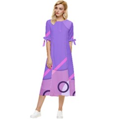 Colorful Labstract Wallpaper Theme Bow Sleeve Chiffon Midi Dress