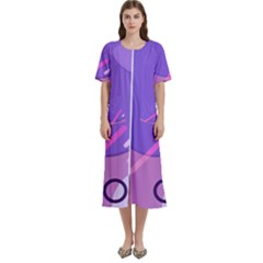 Colorful Labstract Wallpaper Theme Women s Cotton Short Sleeve Nightgown