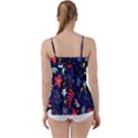 Festive Floral Pattern Christmas Blue Floral Flower Foliage Leaves Pattern Red Snow Winter Babydoll Tankini Top View2