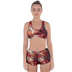 Forest Path Red Nature Racerback Boyleg Bikini Set