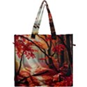 Forest Path Red Nature Canvas Travel Bag View1