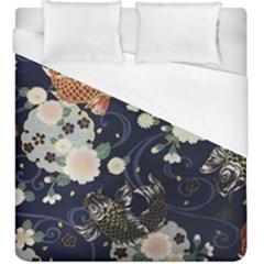 Japanese Wave Koi Illustration Pattern Duvet Cover (king Size)