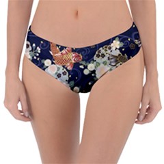 Japanese Wave Koi Illustration Pattern Reversible Classic Bikini Bottoms