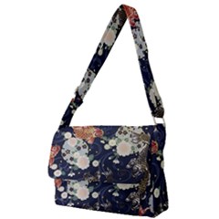 Japanese Wave Koi Illustration Pattern Full Print Messenger Bag (l) by Ndabl3x