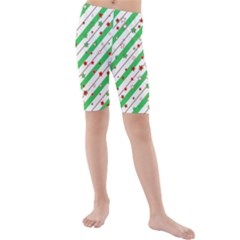 Christmas Paper Stars Pattern Texture Background Colorful Colors Seamless Kids  Mid Length Swim Shorts