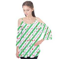 Christmas Paper Stars Pattern Texture Background Colorful Colors Seamless Flutter Sleeve T-shirt