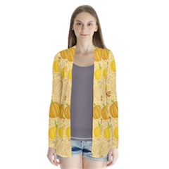 Pumpkins Autumn Fall Harvest Drape Collar Cardigan