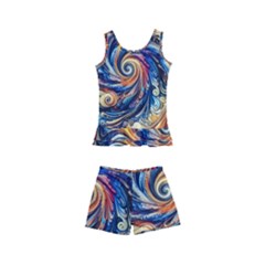 Colorful Motion Abstract Art Kids  Boyleg Swimsuit