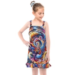 Dynamic Color Vortex Kids  Overall Dress