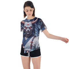 Demon Samurai Asymmetrical Short Sleeve Sports T-shirt by AwesomeSauce