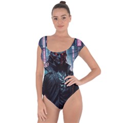 Cyberpunk Demon Samurai Short Sleeve Leotard  by AwesomeSauce