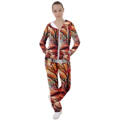 Forest Path Red Nature Women s Tracksuit